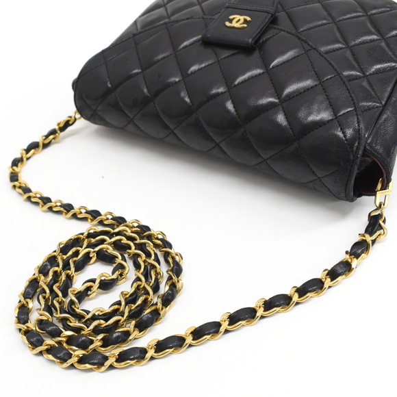 CHANEL Half Moon Chain Bag CocoMark Matelasse Flap Lambskin Black - Picture 6 of 9